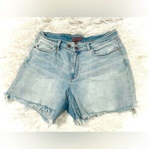 Judy Blue Faded Light Blue Frayed Hem Denim Shorts